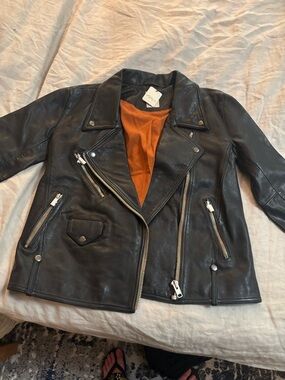 Free People Black Leather Moto Jacket - We The Free Jealousy Leather Moto Jacket